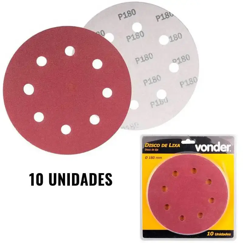 Disco de lixa para lixadeira de teto LPV 750 com 10 unidades grão 180 Vonder — fotografia de referência