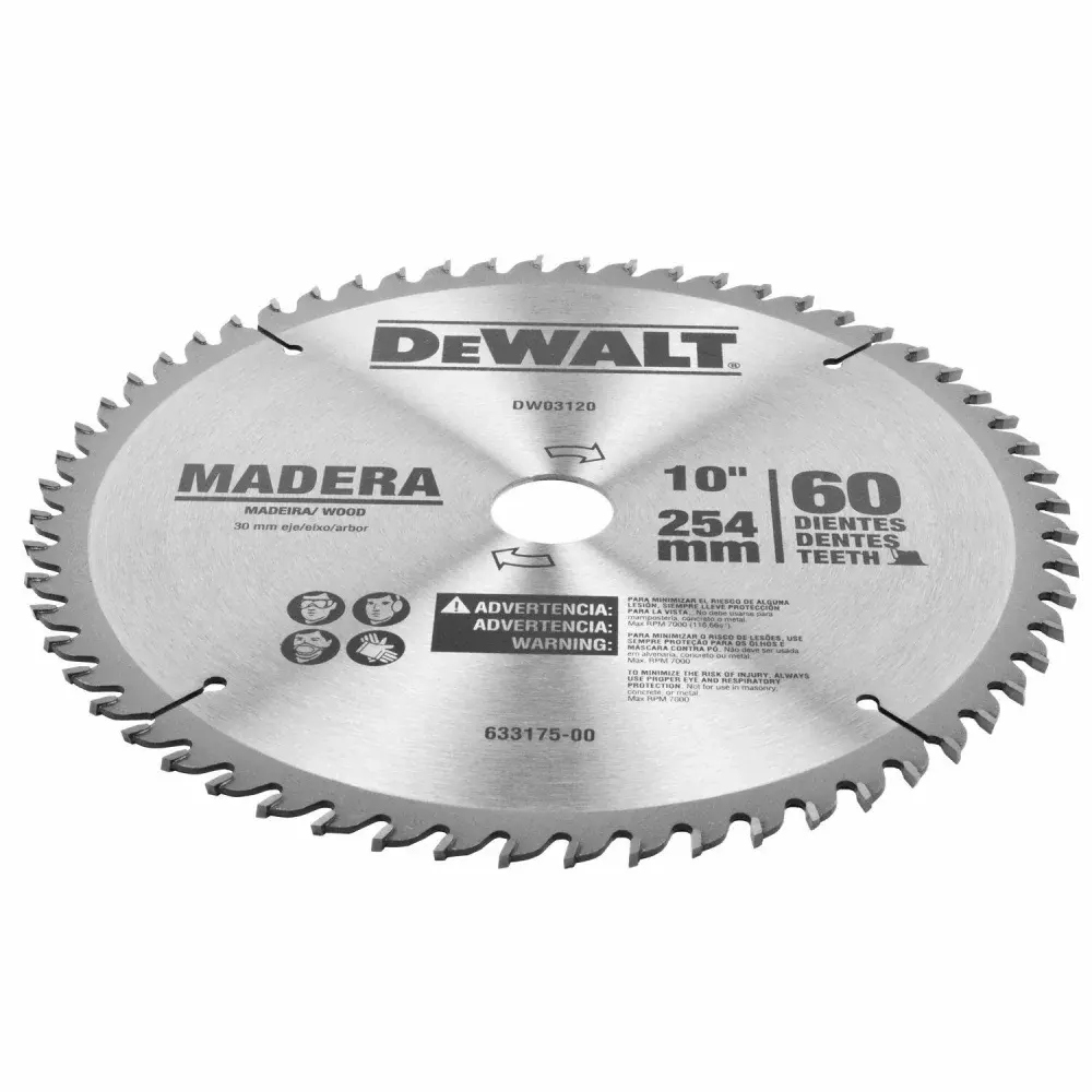 Disco de serra para madeira 10” 60 dentes DWA03120 Dewalt — fotografia 3