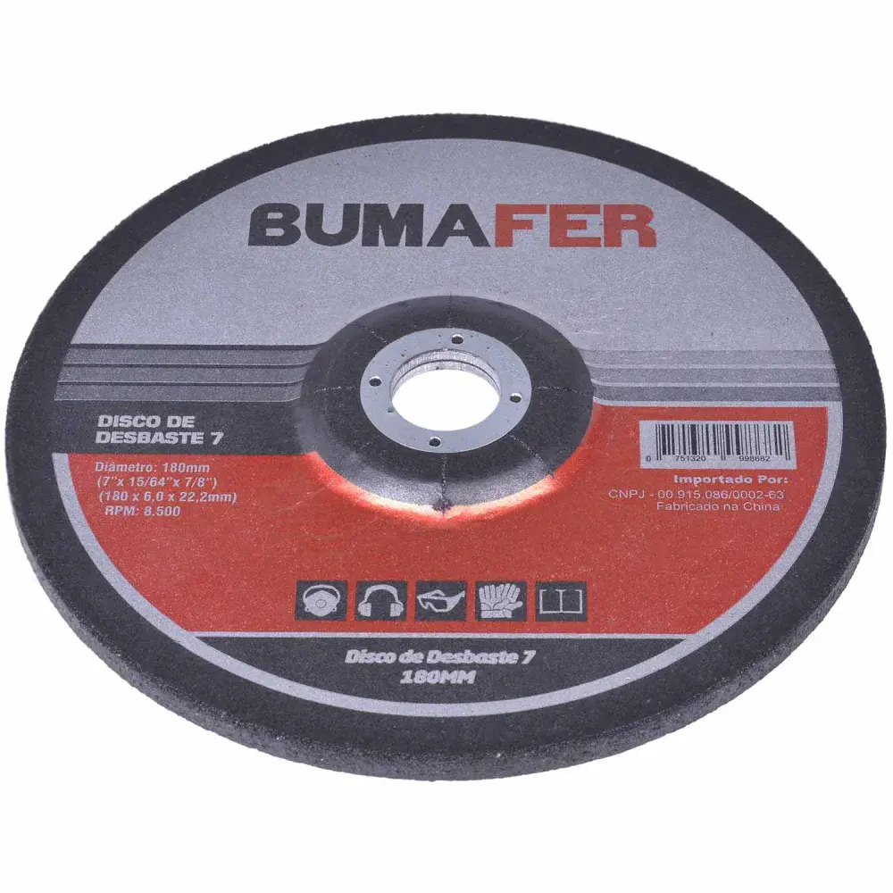 Disco de desbaste 7" 180MM óxido de alumínio Bumafer — fotografia 3