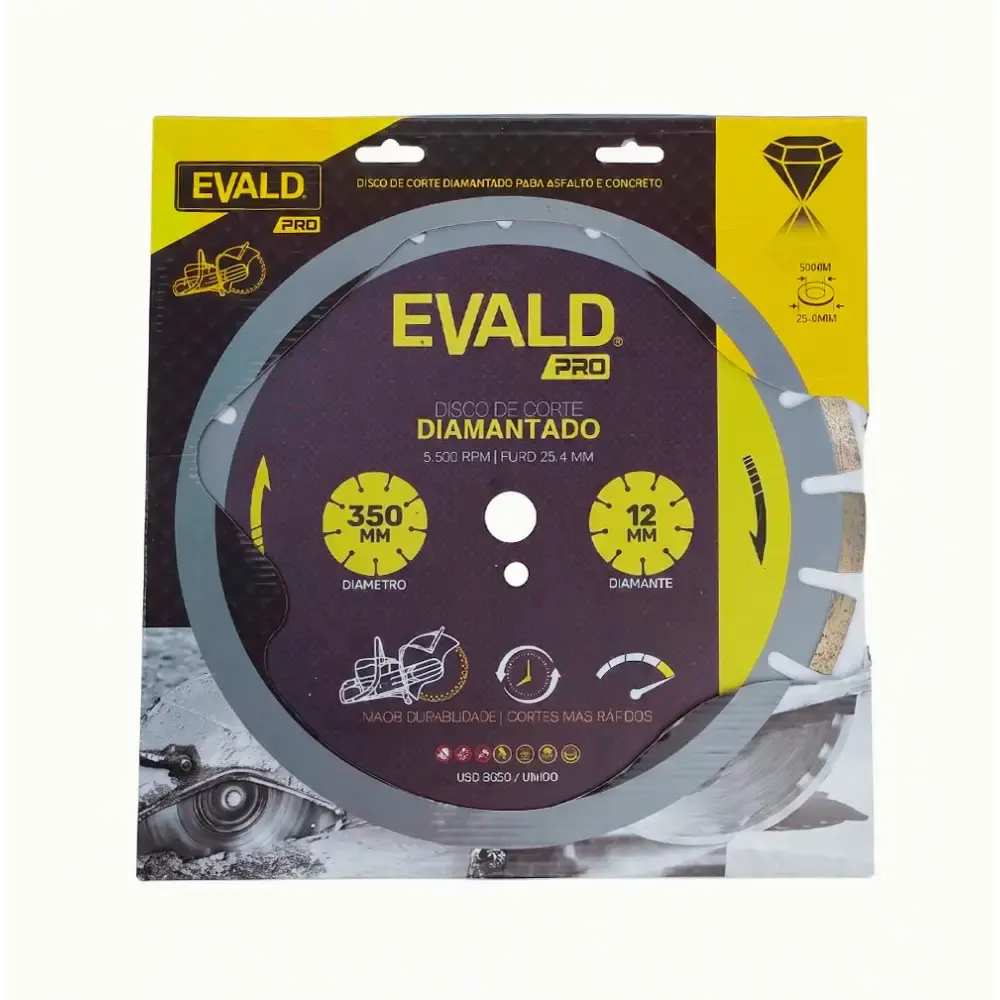 Disco de corte diamantado 350 MM 14 POL para asfalto e concreto segmentado Evald PRO — fotografia 5
