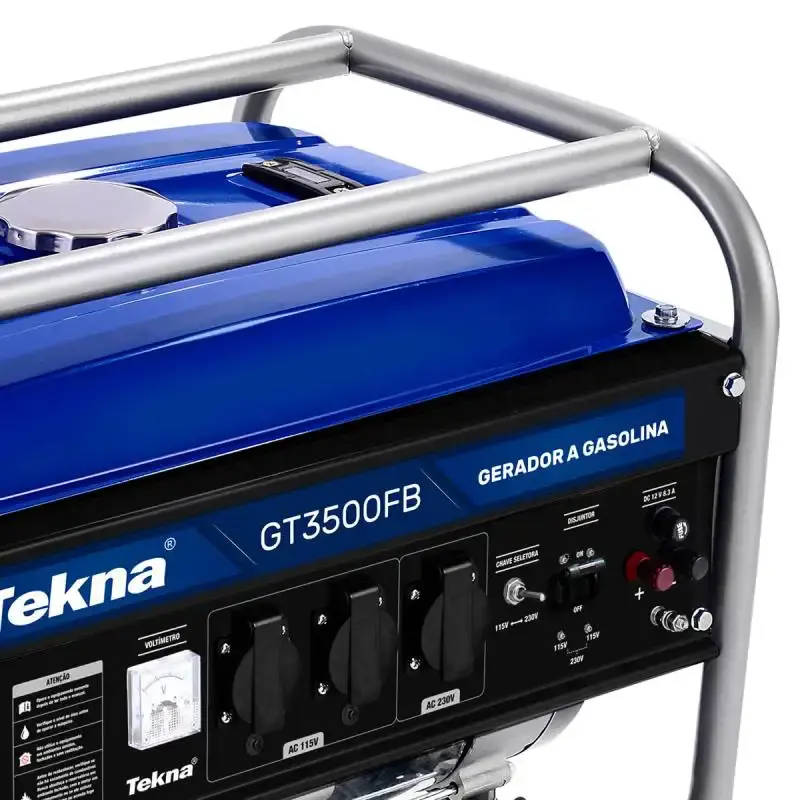 Gerador energia gasolina 6.5HP 3.1KVA 4 tempos bivolt GT3500FB Tekna — fotografia 5