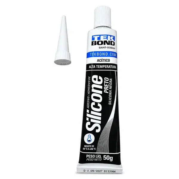 Silicone acético alta temperatura preto 50G Tekbond — fotografia 3
