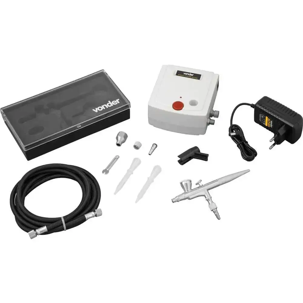 Kit aerógrafo com minicompressor 100V-240V bivolt 62.20.010.000 Vonder