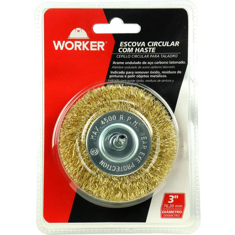Escova circular com haste 3 latonado Worker — fotografia de referência