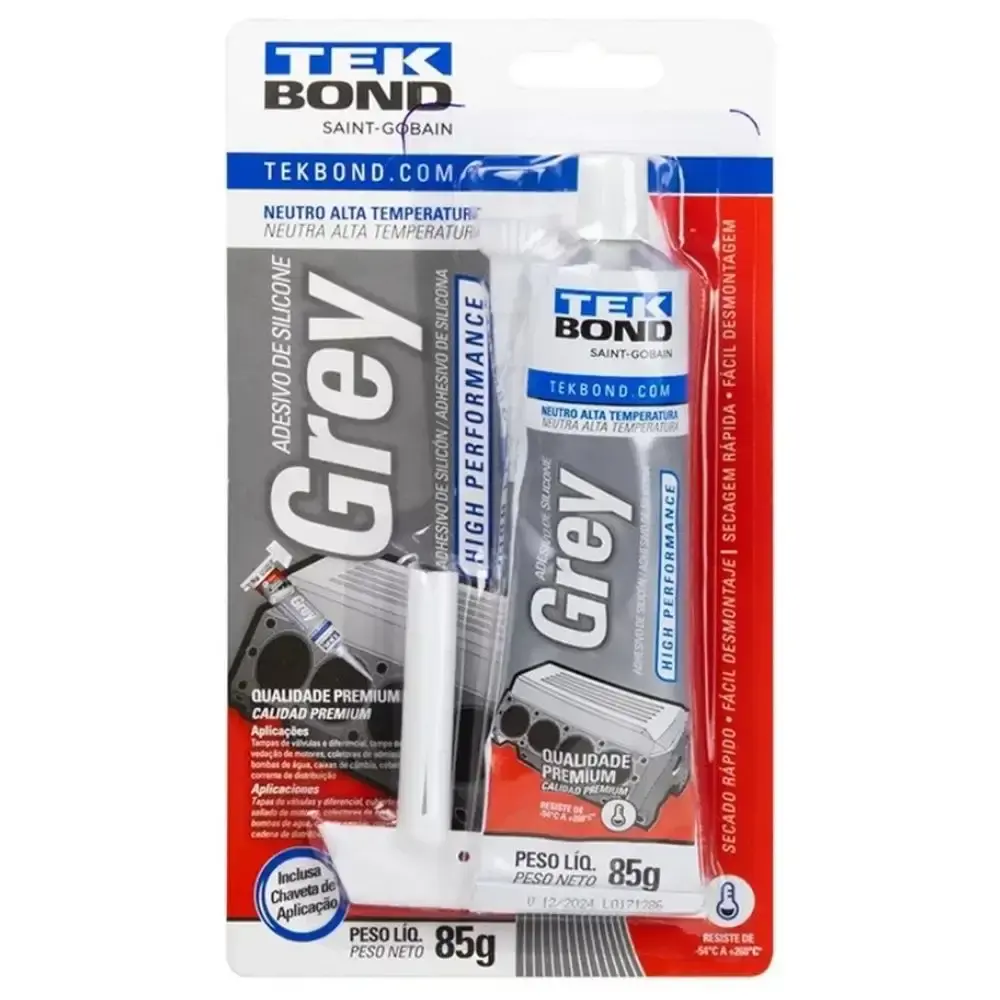 Silicone para alta temperatura vedação cinza 85G Tekbond — fotografia de referência