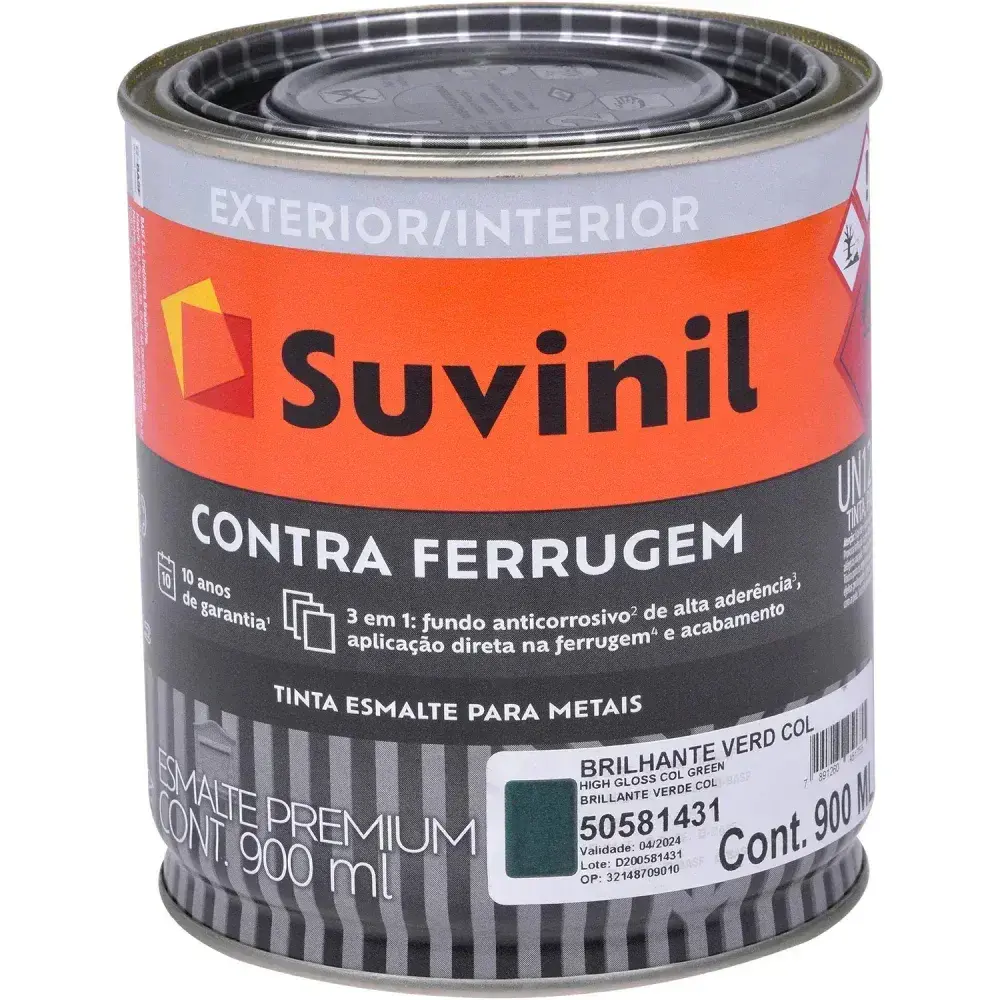 Tinta esmalte contra ferrugem brilho verde colonial 900ML Suvinil — fotografia 5