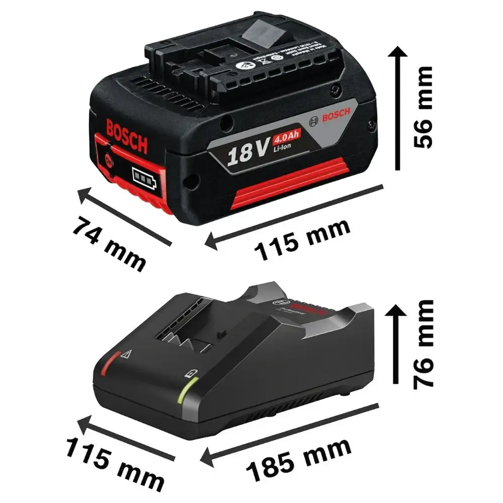 Parafusadeira de impacto 18V 65NM brushless com 2 baterias 4,0 ah e carregador bivolt Bosch — fotografia 4