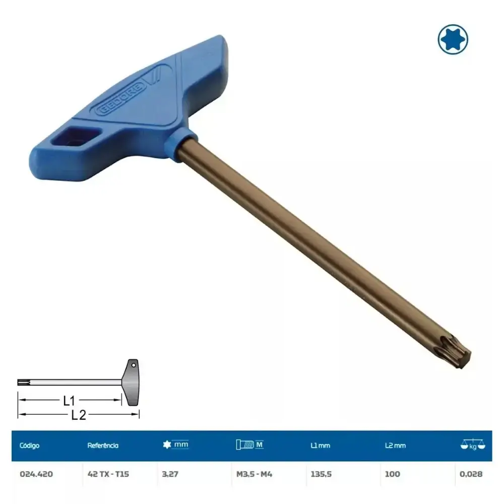 Chave torx com cabo T15 024420 Gedore — fotografia 5