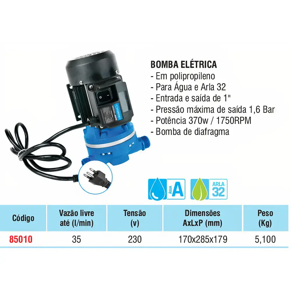 Bomba elétrica para água e arla 32 35L/MIN 230V 85010 Bremen — fotografia 3