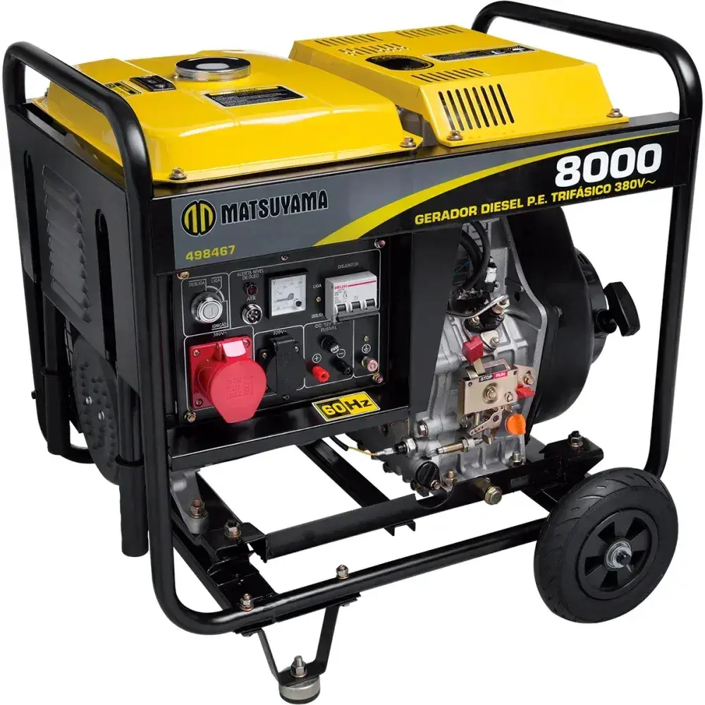Gerador a diesel elétrica 8000 6,2KVA 12V 60HZ trifásico Matsuyama — fotografia 6