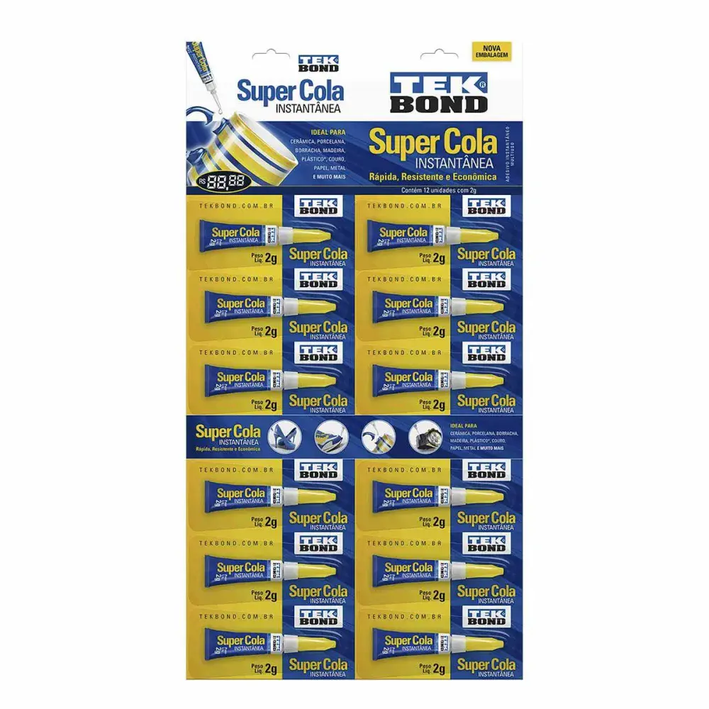 Super cola 2G Tekbond blister — fotografia de referência