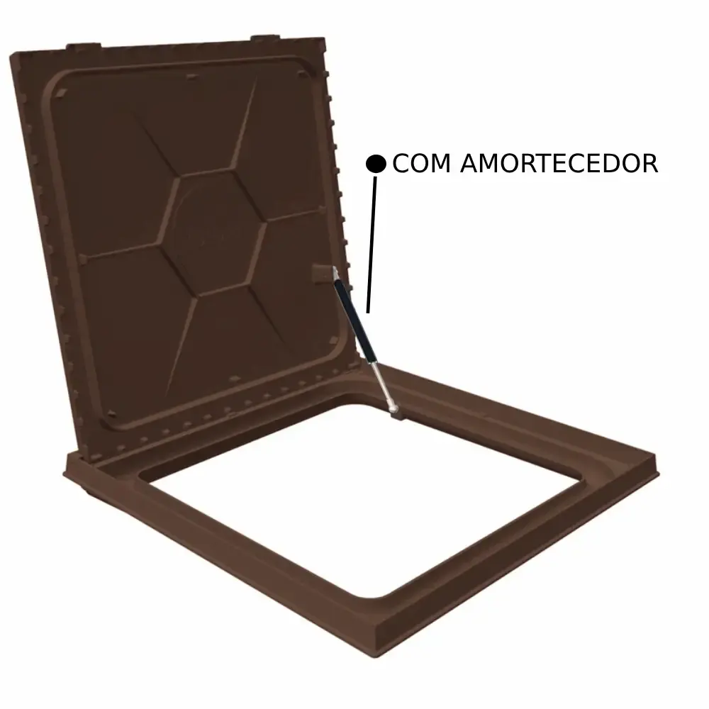 Tampão 80 x 80 CM Articulado com Grelha para Casa de Máquinas de Piscinas 3174 Marron Fosco Amortecedor GDA — fotografia 4