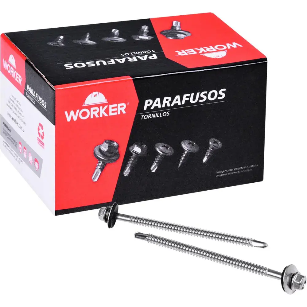 Parafuso ponta broca cs inox 5,5MMN°12 100 peç Worker