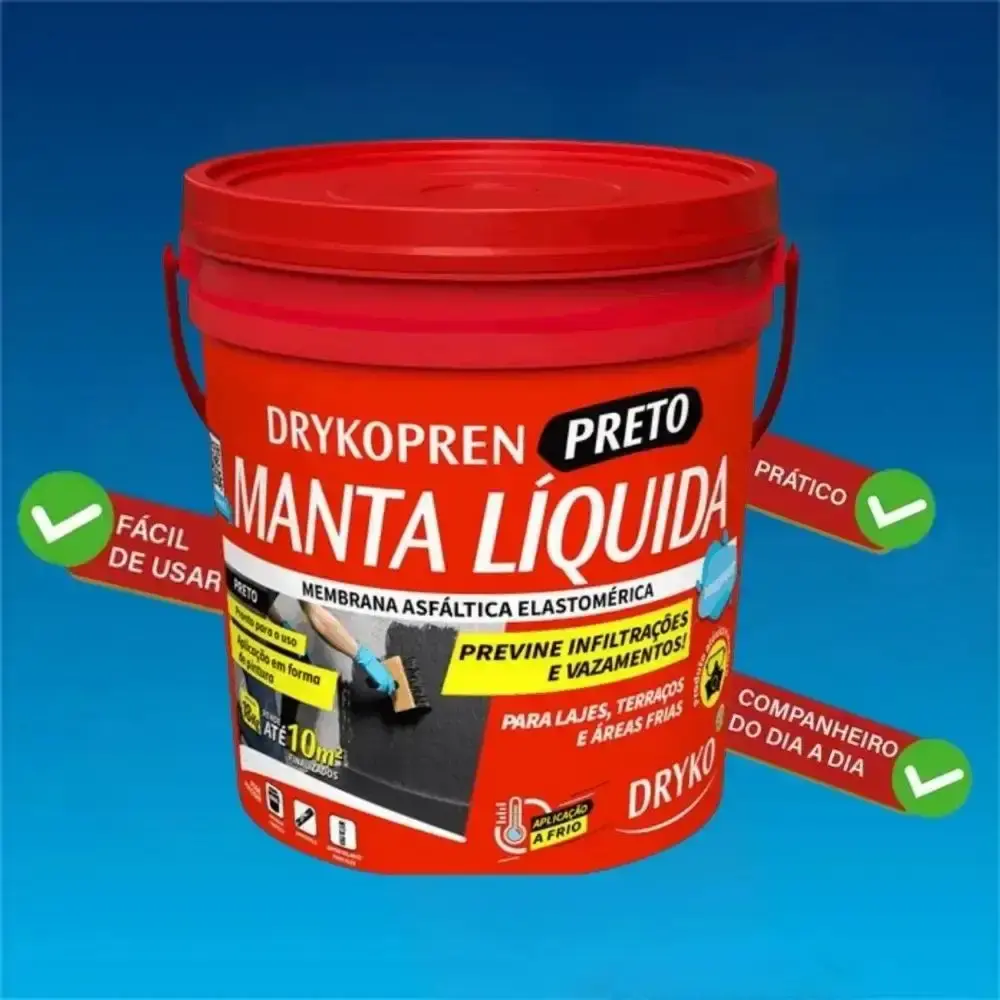 Manta líquida asfáltica drykopren 3,6 l preto Dryko — fotografia 4
