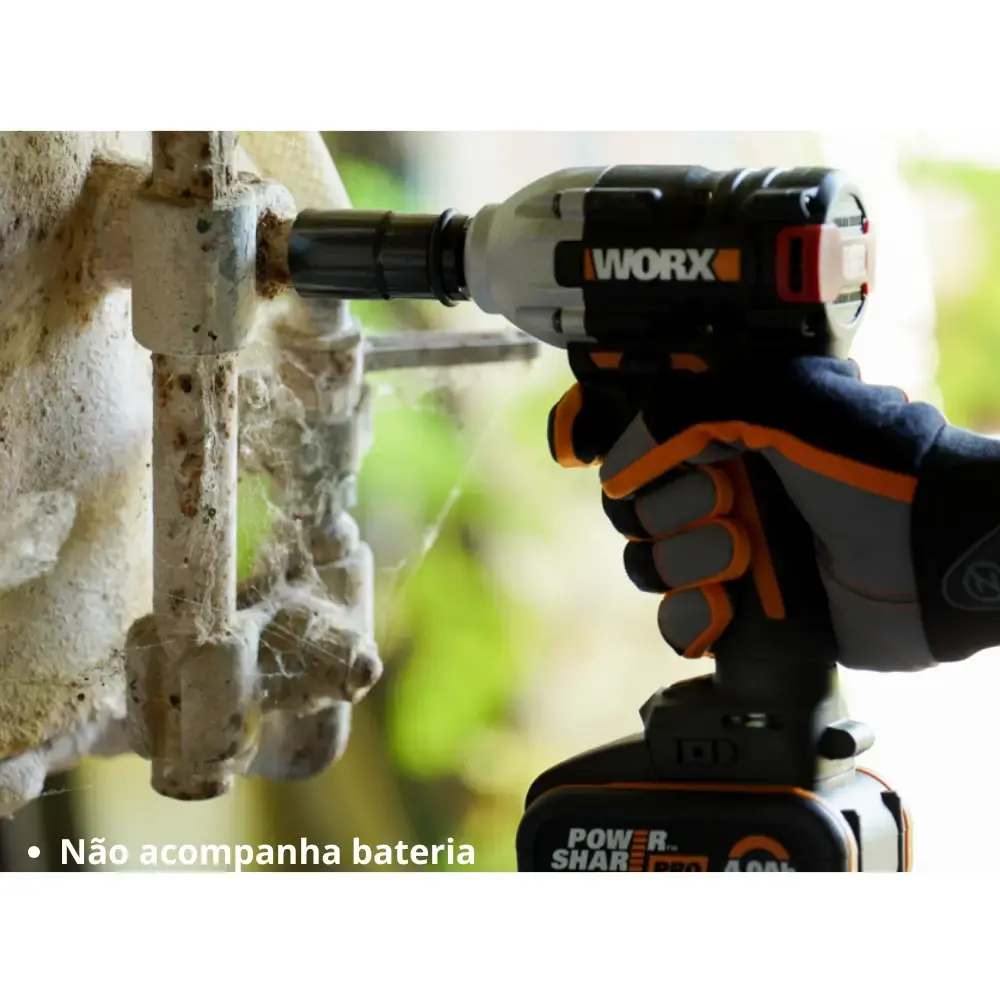 Chave de Impacto 1/2 polegadas 20V + Bateria 20V 2Ah e Carregador Bivolt WX272.9 WORX — fotografia 6