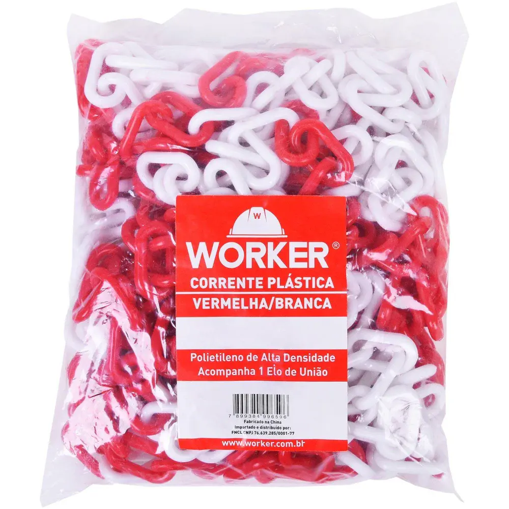 Corrente plástica vermelha/branca 8MMX10M Worker — fotografia 5