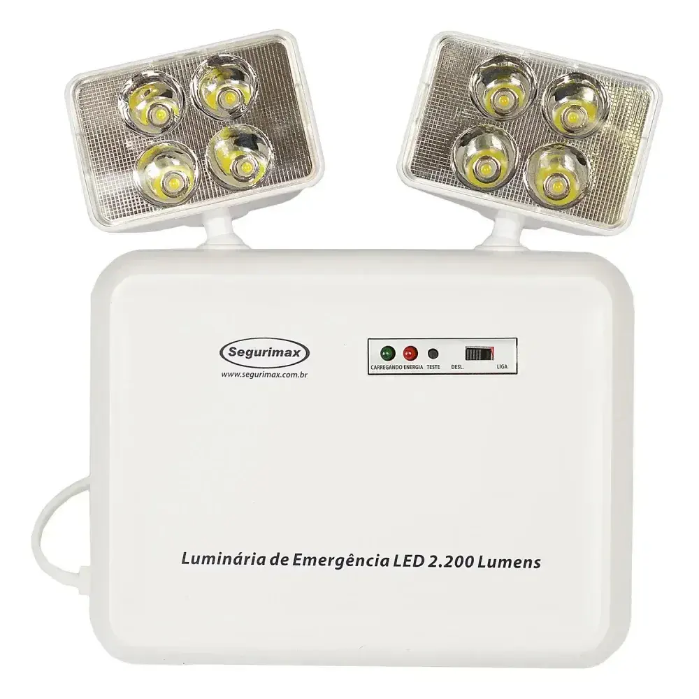 Luz de emergência led 2 faróis 2200LM biv Segurimax — fotografia 7