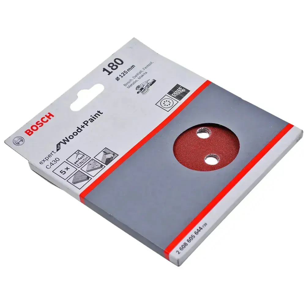 Lixa disco velcro para madeira 5 peç 125MM G180 Bosch — fotografia 9