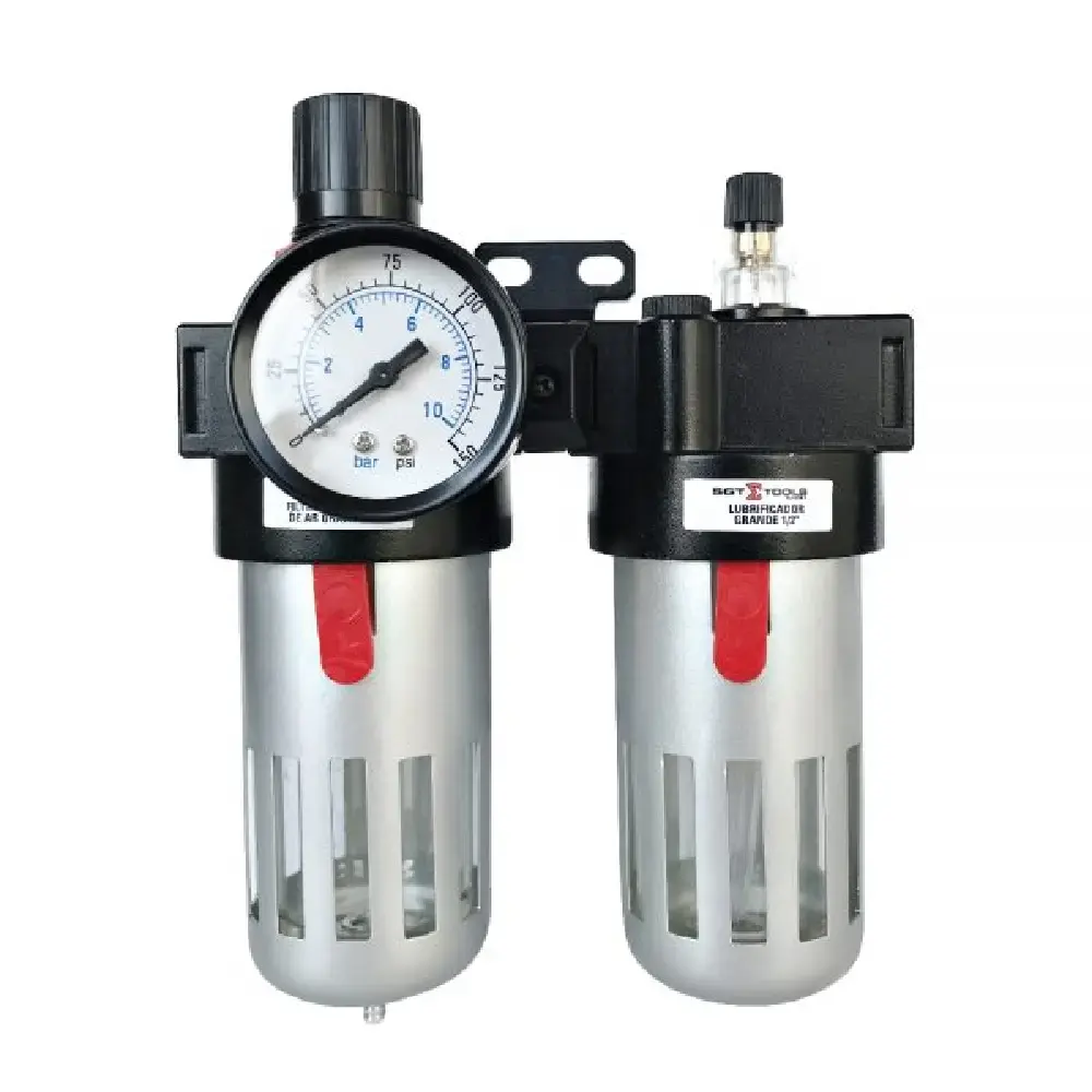 Filtro de ar lubrificador regulador 1/2 POL 2800 l/min FRL-01 SGT — fotografia de referência