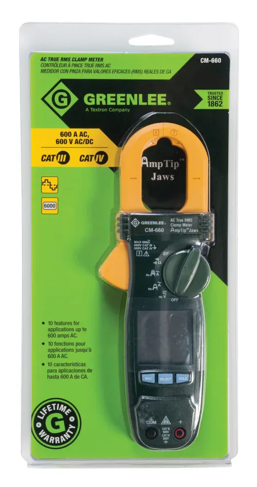 Amperímetro digital CM-660 600A ac true rms Greenlee — fotografia de referência
