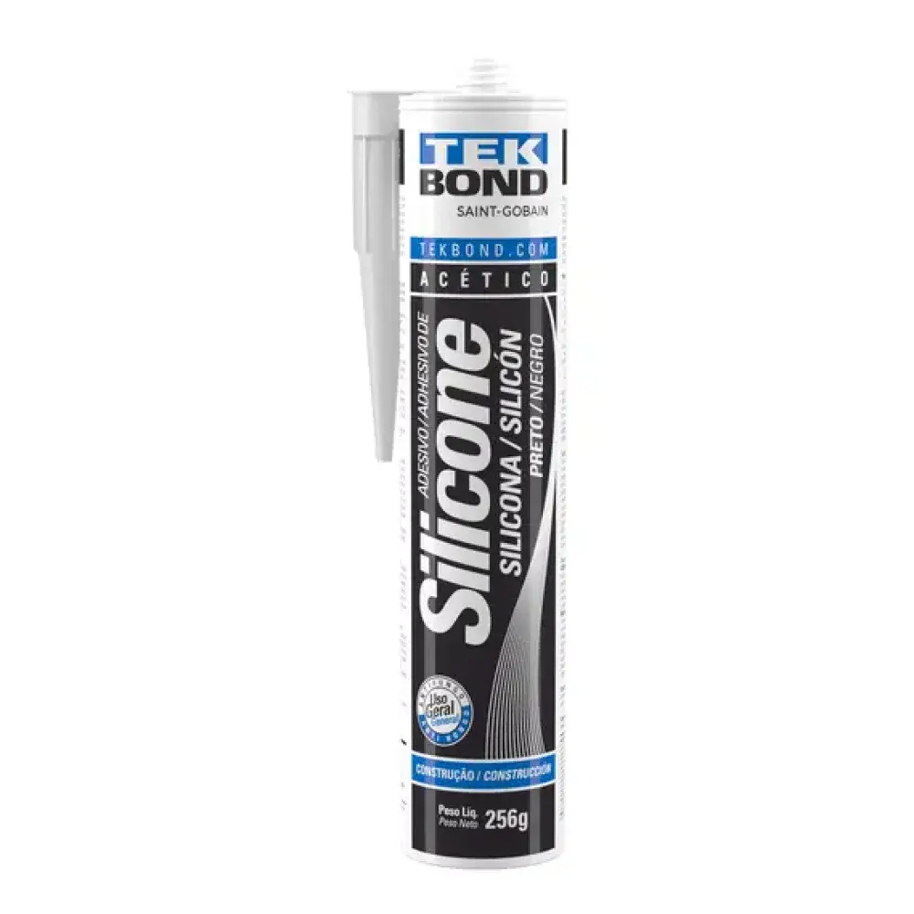 Silicone acético preto 256G Tekbond — fotografia de referência