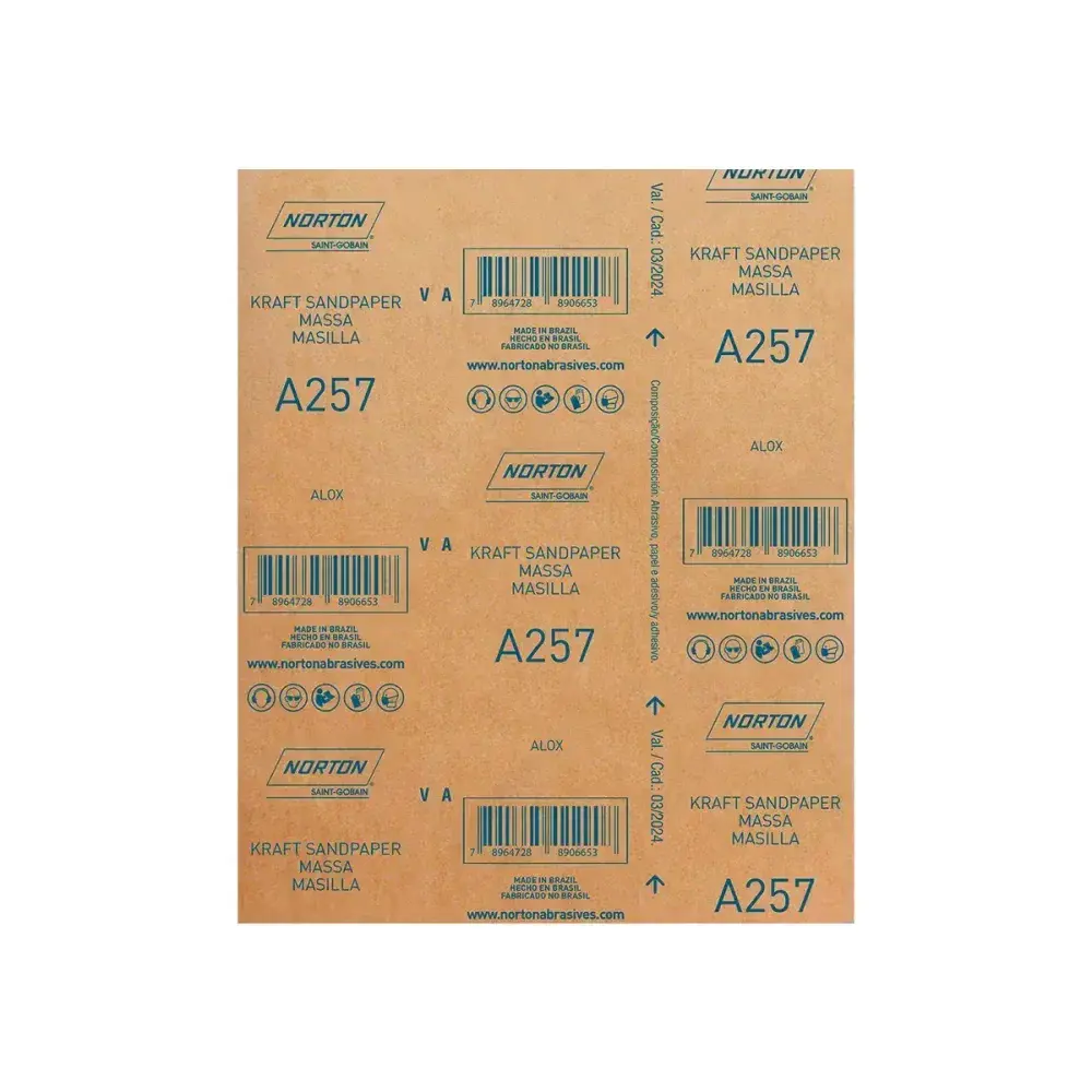 Folha de lixa massa A257 G100 225X275MM Norton — fotografia 5