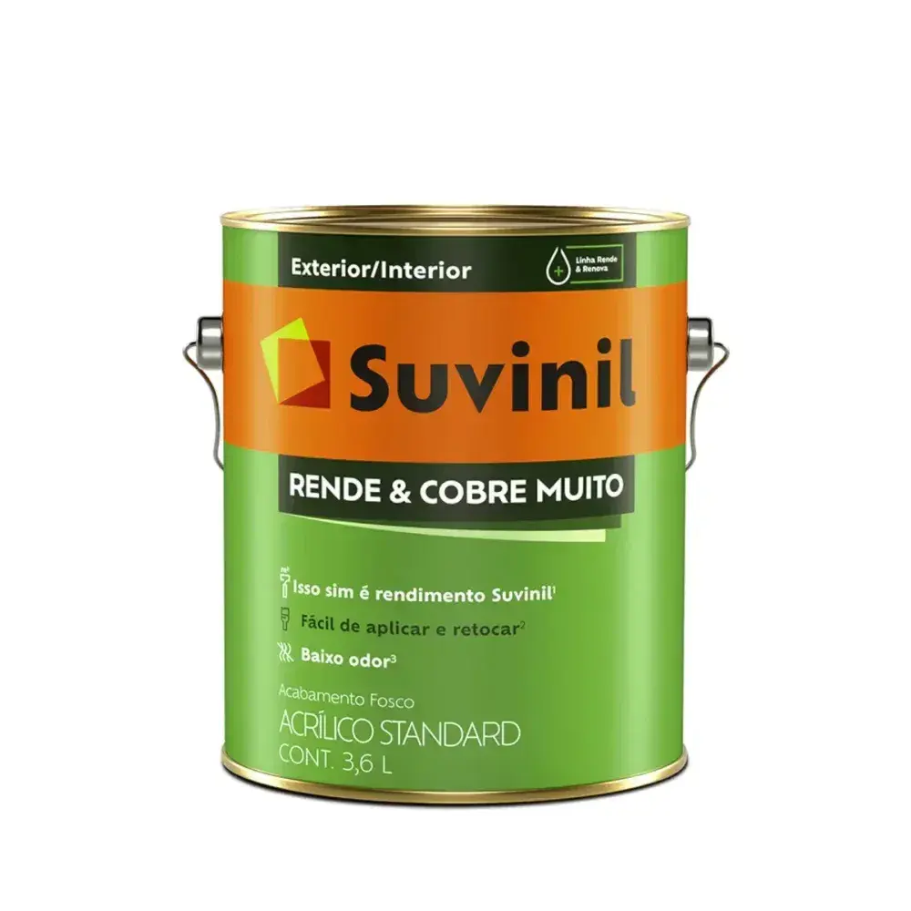 Tinta acrílica rendecobre fosco amarelo canário 3,6L Suvinil — fotografia 2