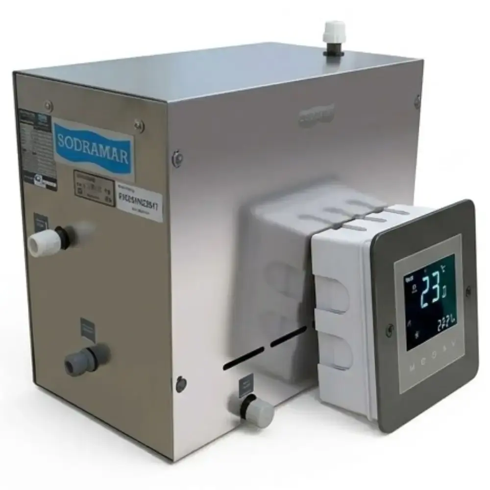 Sauna a vapor steam inox 12KW mono com comando touch wifi 12KW steam inox 220V Sodramar — fotografia 2