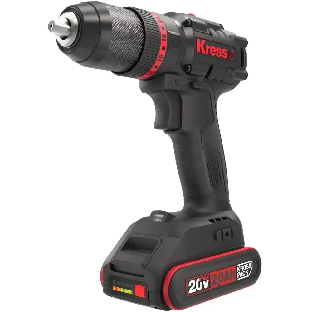 Chave de impacto 1/4 POL parafusadeira furadeira 1/2 POL com 2 baterias 20V carregador Kress — fotografia 3