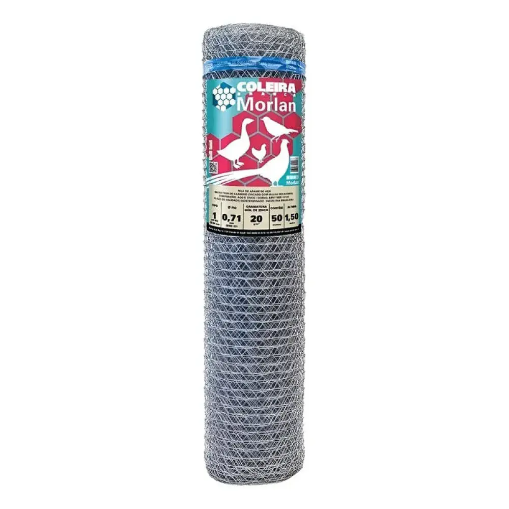 Tela pinteiro galvanizada coleira branca tipo 1 22X1,50 Morlan
