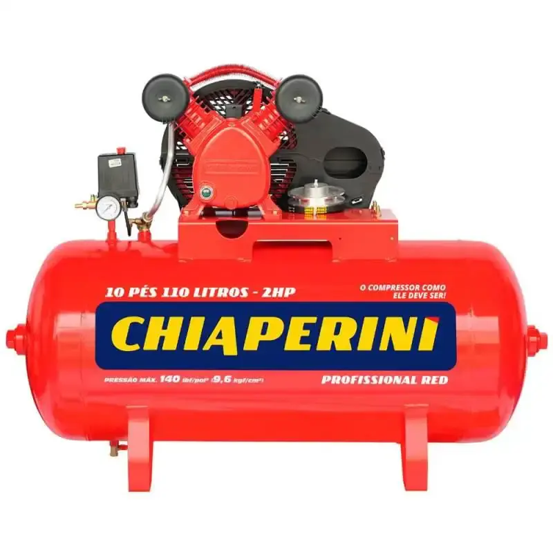 Compressor de ar 10 pés 2 HP 110L 2 pistões RED sem motor 19196 Chiaperini — fotografia de referência
