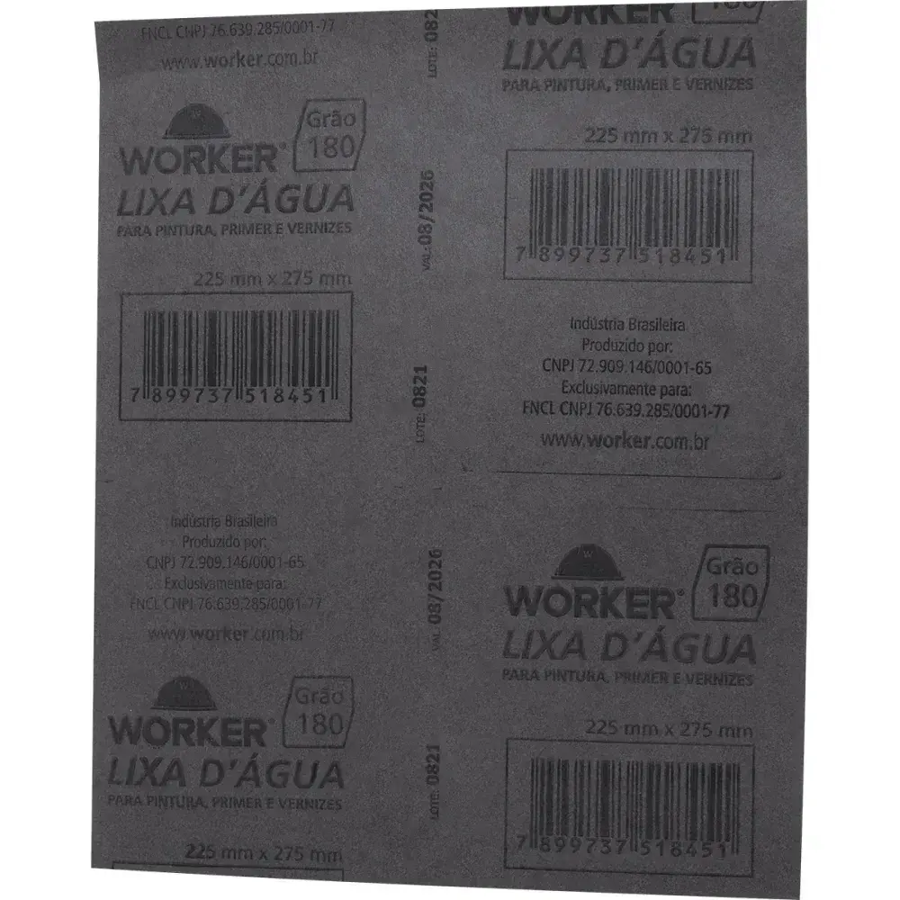 Lixa d água grão 180 225MM x 275MM Worker — fotografia 8