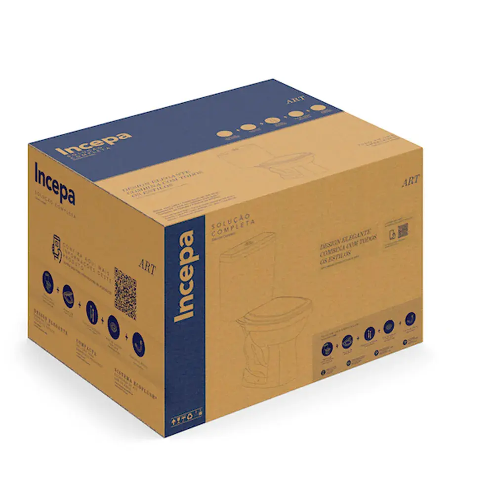 Kit completo art 3/6L branco bacia e caixa acoplada com assento anatomico Incepa — fotografia 3