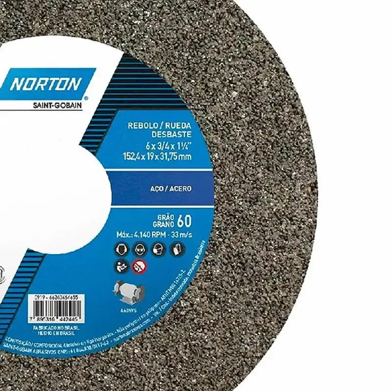 Rebolo Para Ferro 6 x 3/4 Pol A60 NORTON — fotografia 4