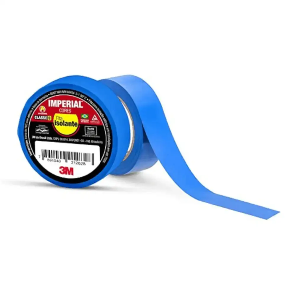 Fita Isolante 18 MM x 20 Metros Imperial Azul 3M — fotografia 4