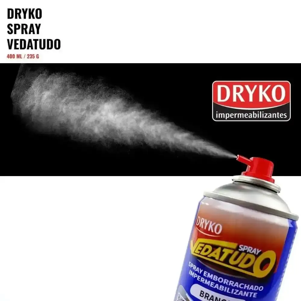 Sprays emborrachado impermeabilizante preto branco e transparente 400 ML 3 unidades Dryko — fotografia 6