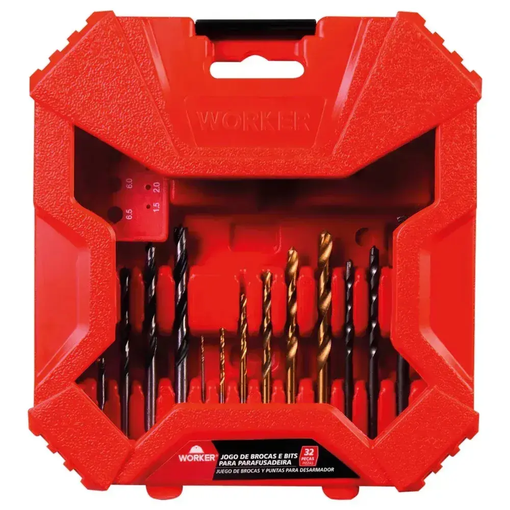 Jogo de brocas e bits para parafusadeira com 32 peç Worker — fotografia 8