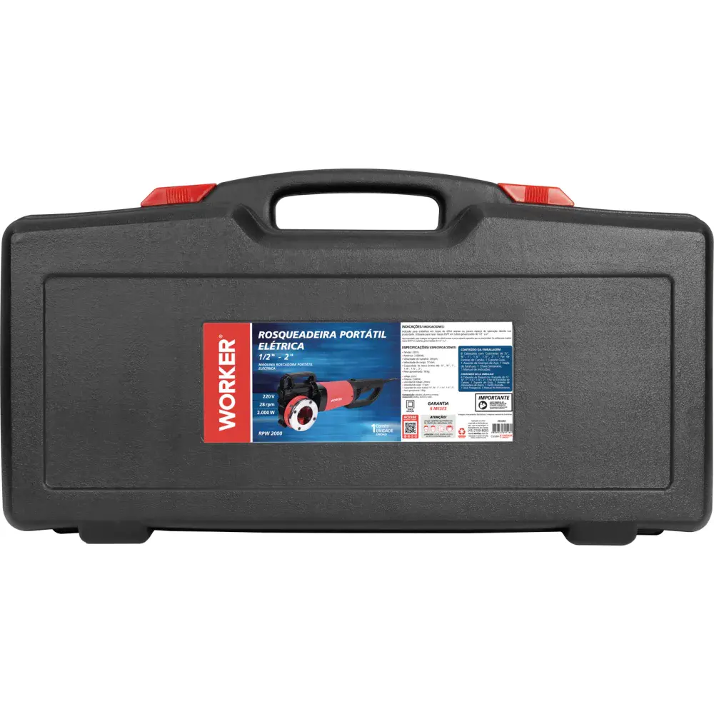 Rosqueadeira portátil elétrica bspt 1/2-2" 220V 2000W Worker — fotografia 5