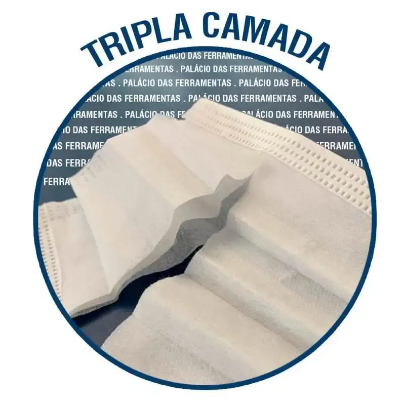 Máscara Descartável TNT Tripla Camada c/ Clipe Nasal 100% Polipropileno Kit 50 Unidades CADRI — fotografia 5