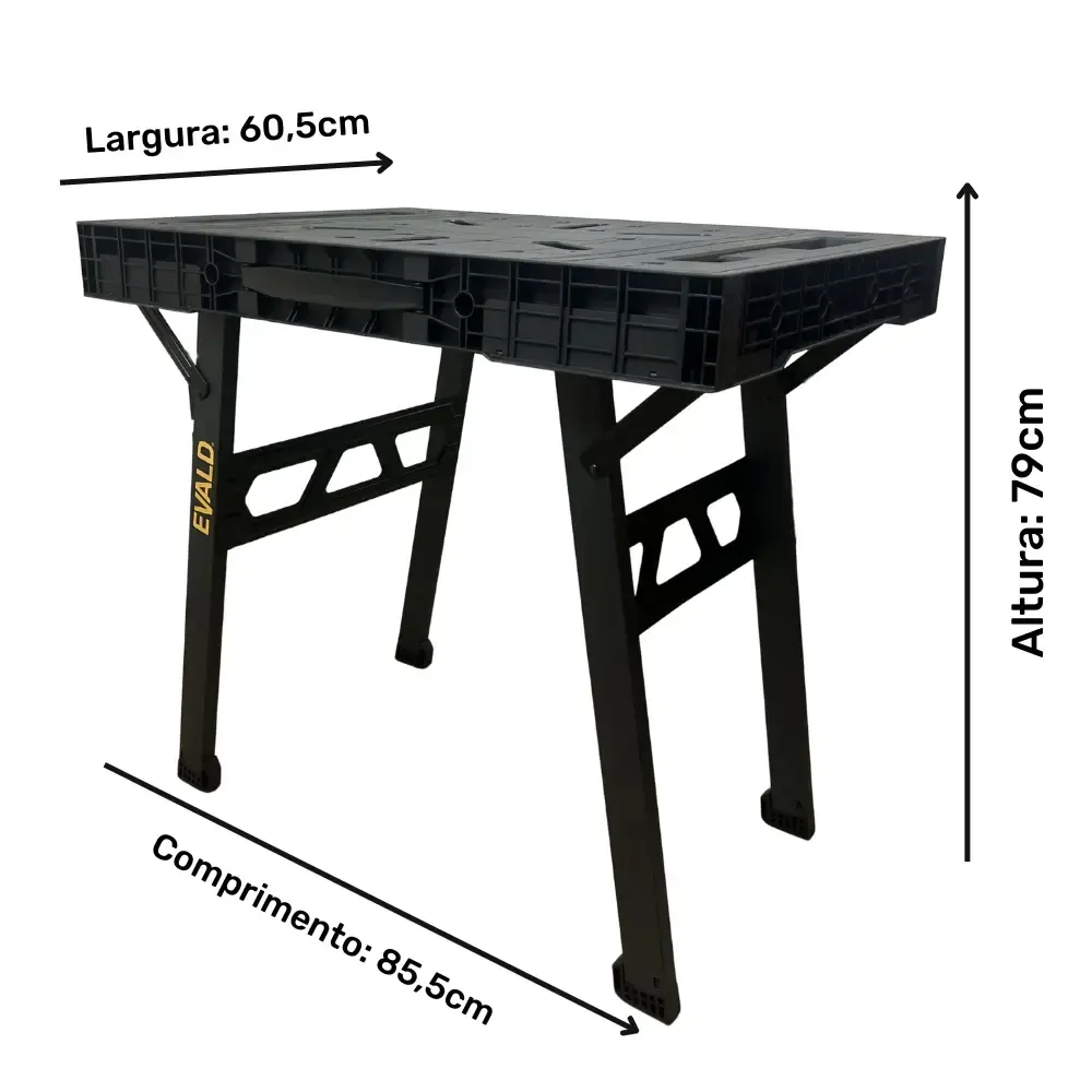 Bancada de trabalho portátil multiuso até 750 KG dobrável 85X60X79CM Evald — fotografia 4