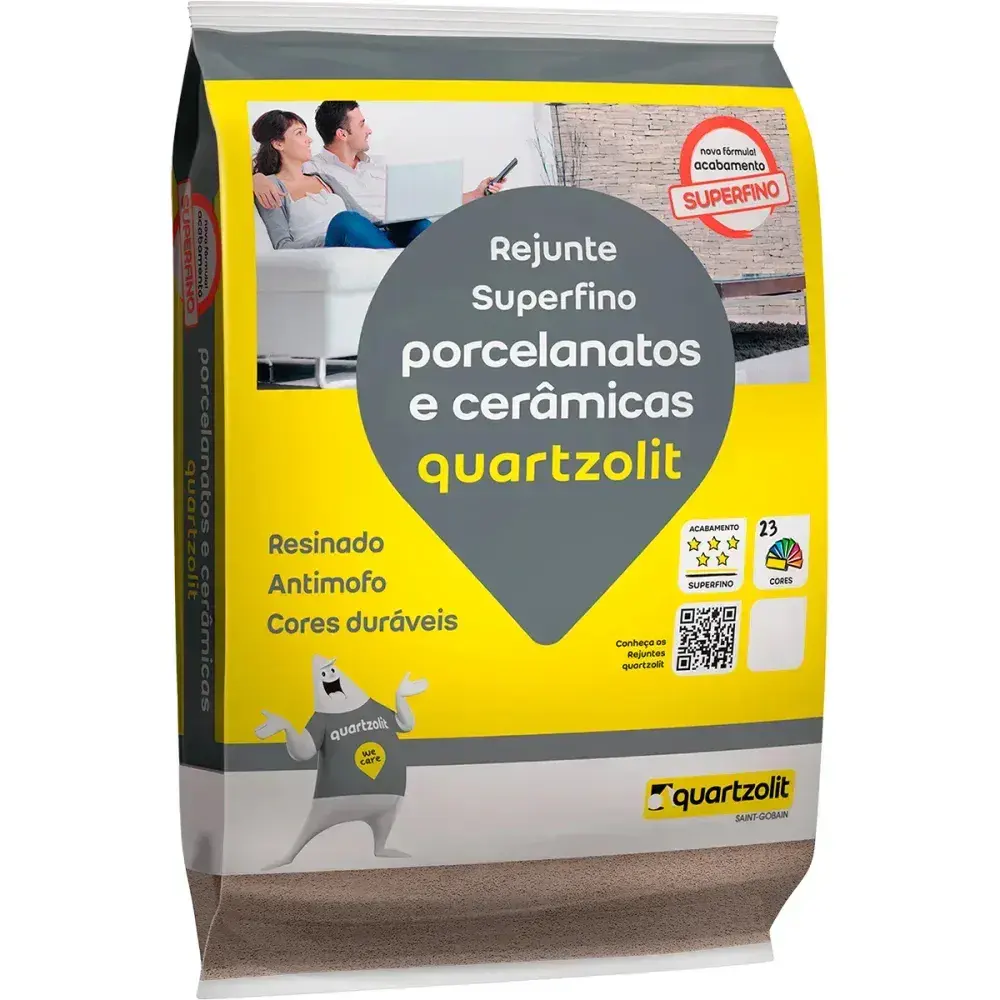 Rejunte para porcelanatos e cerâmicas cinza platina 5KG Quartzolit — fotografia 2