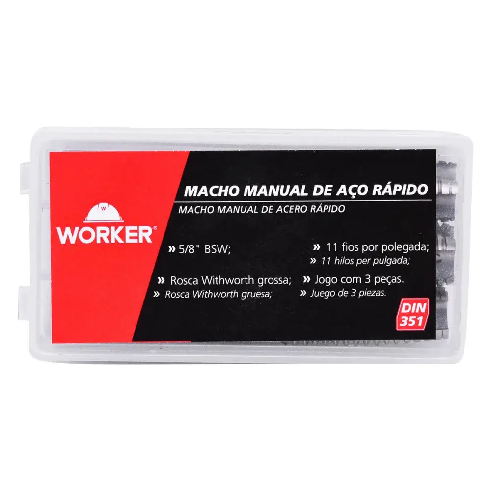 Jogo de macho manual DIN351 5/8 3 peç Worker — fotografia 6