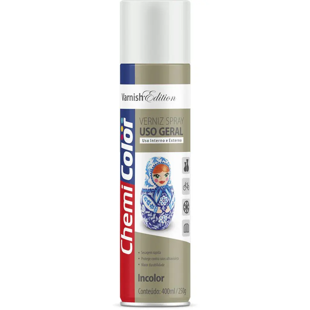 Tinta spray uso geral verniz modelo 400ML da Chemicolor