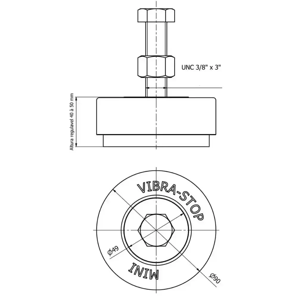Vibra-Stop mini antivibratório 500 KG / 2000 KG rosca 3/8 POL MINI38 Vibra-Stop — fotografia 5