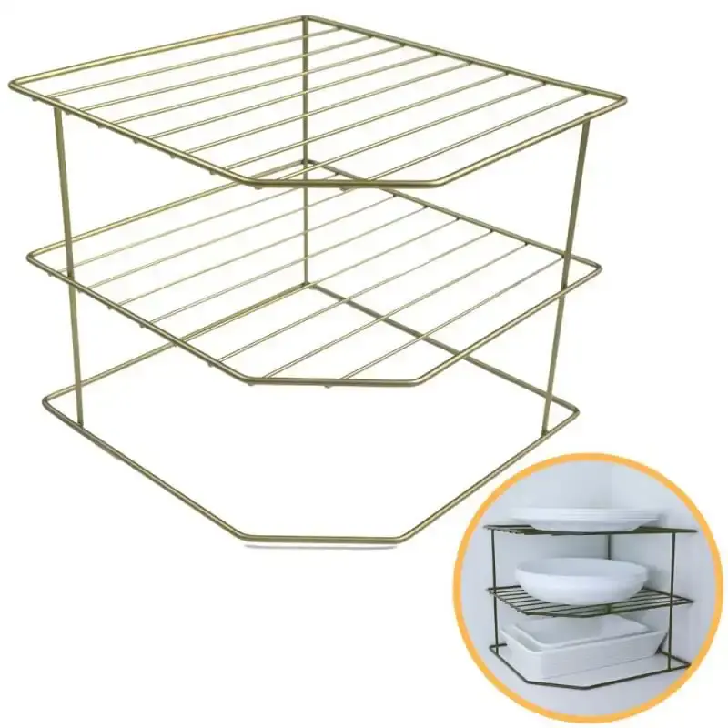 Organizador porta pratos horizontal viena 3 níveis em aço verde oliva 990844 BEL BEL FIX — fotografia de referência