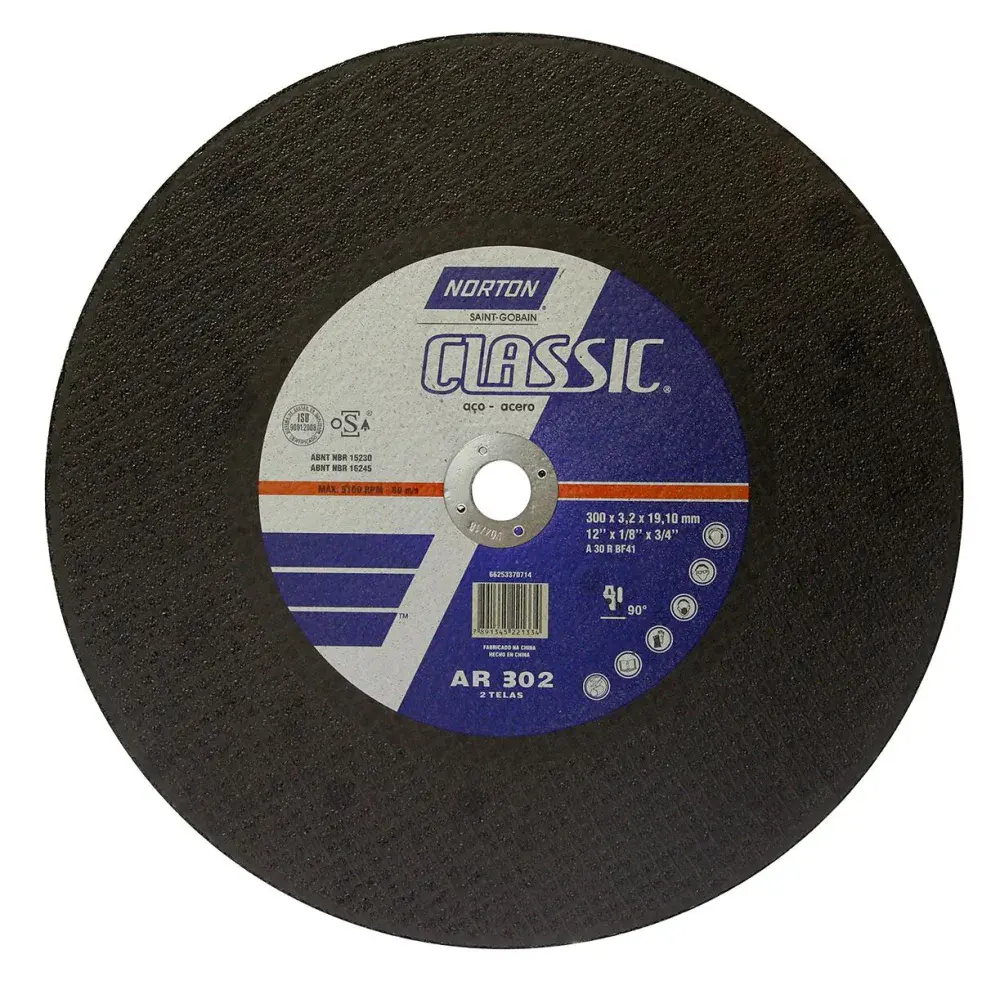Disco de corte AR302 class 300 x 3,2 x 25,40MM Norton