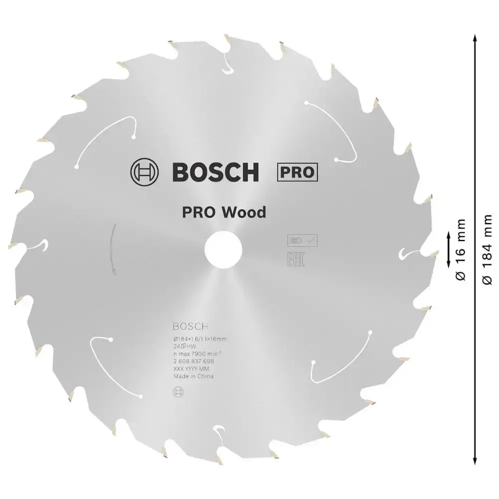 Disco de Corte STD For Wood 184 x 16 MM 24 Dentes BOSCH — fotografia 3