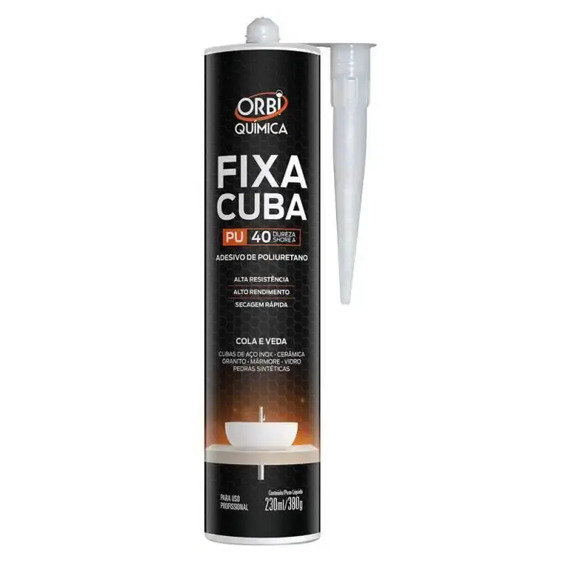 Cola adesiva fixa cuba para granito. mármore. pedra. cerâmica e vidro 230 ML 380 GR Orbi química — fotografia de referência