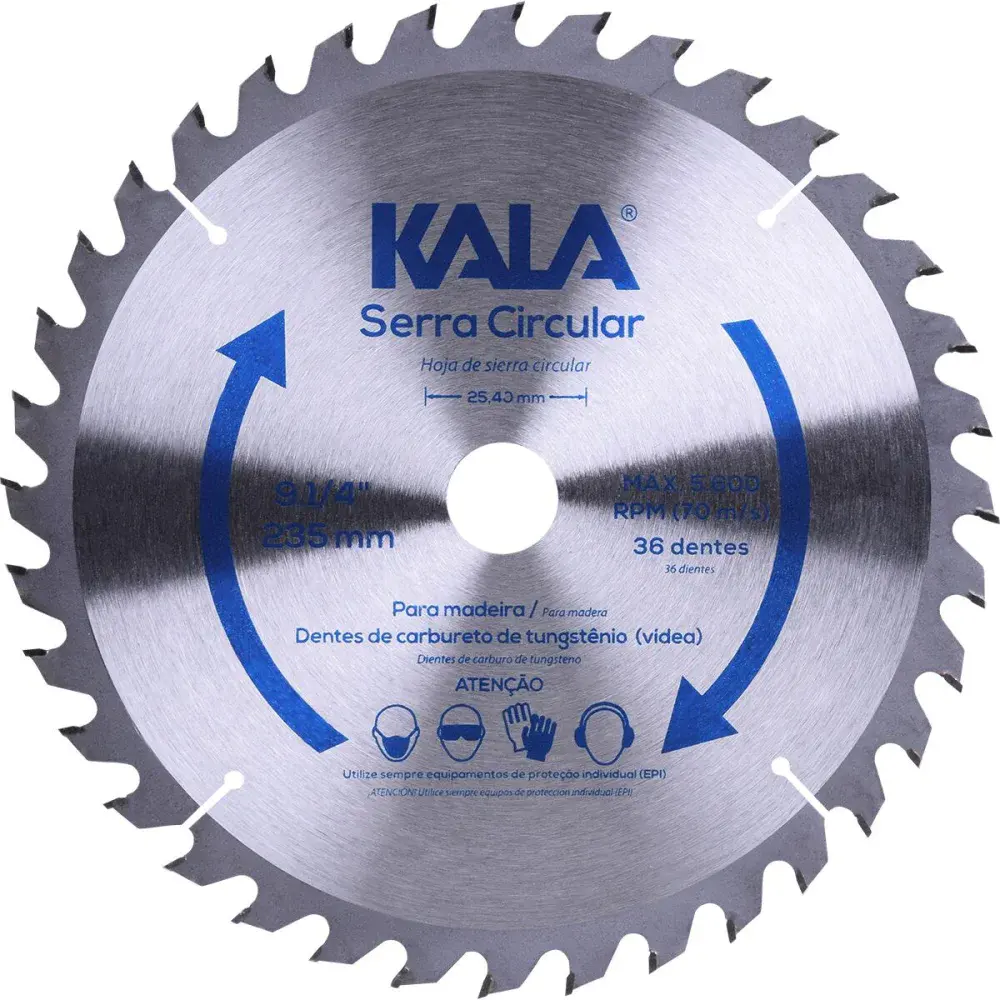 Disco serra circular 9.1/4 para madeira 36 dentes 5600RPM Kala — fotografia de referência