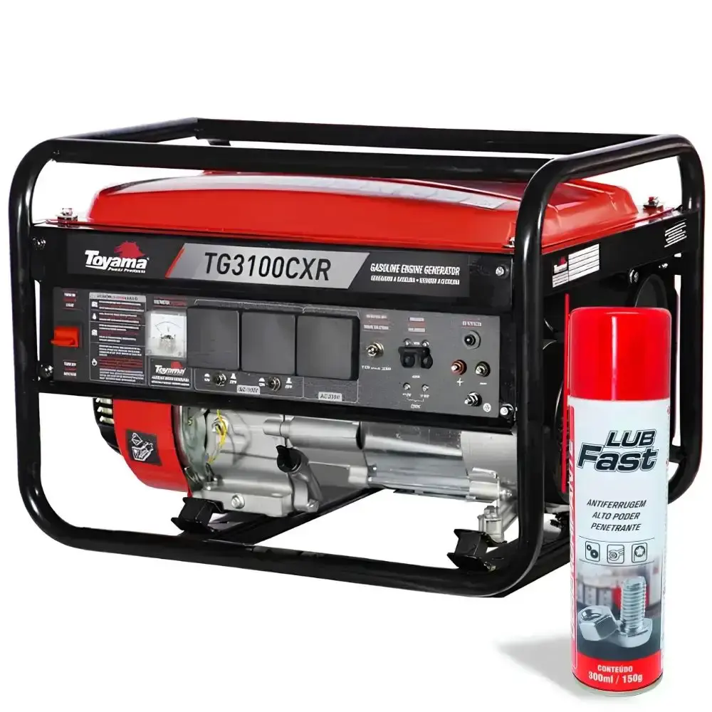 Gerador de energia gasolina 4T 3,2KVA bivolt Toyama com desengripante spray 300ML lubfast — fotografia de referência